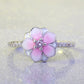 Chinese Jewelry Peach Blossom Enamel Ring for Women with Zircon in 925 Silver