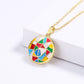 Irregular Geometric Enamel Pendant Necklaces for Women with Zircon in Gold Color