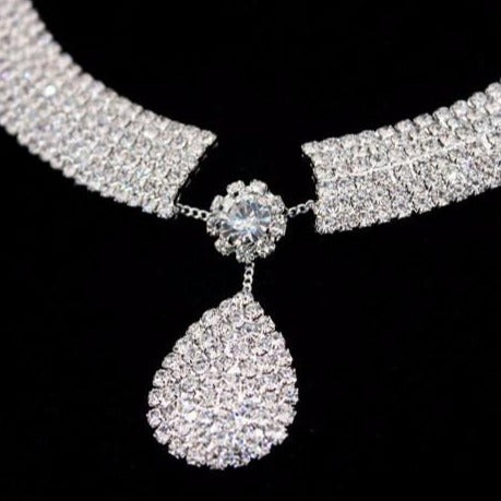 Wedding Jewelry Luxury Crystal Necklaces and Earrings Jewelry Set For Bride