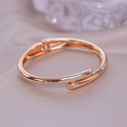 Trendy Jewelry Geometry Round Cuff Bangle Bracelet for Women with Zircon in Gold Color
