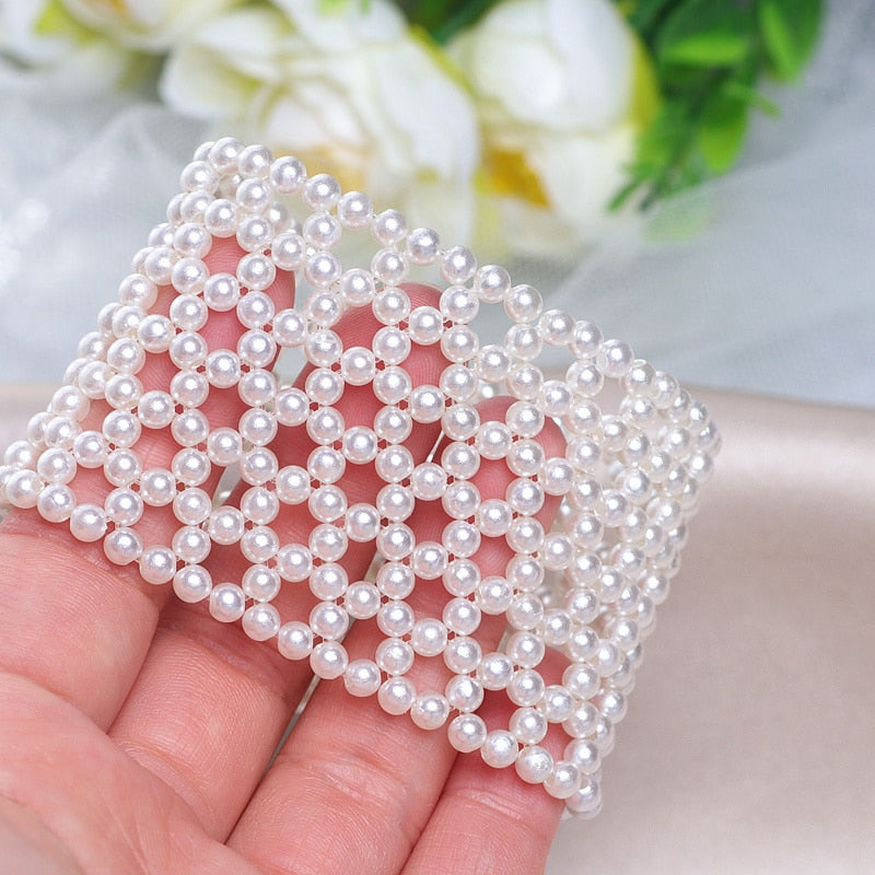 Fashion Jewelry Multilayer Knitting White Imitation Pearl Bracelet for Women