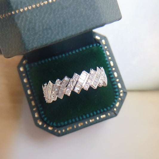 Trendy Jewelry Geometric Silver Color Micro Pave Design CZ Fashion Ring