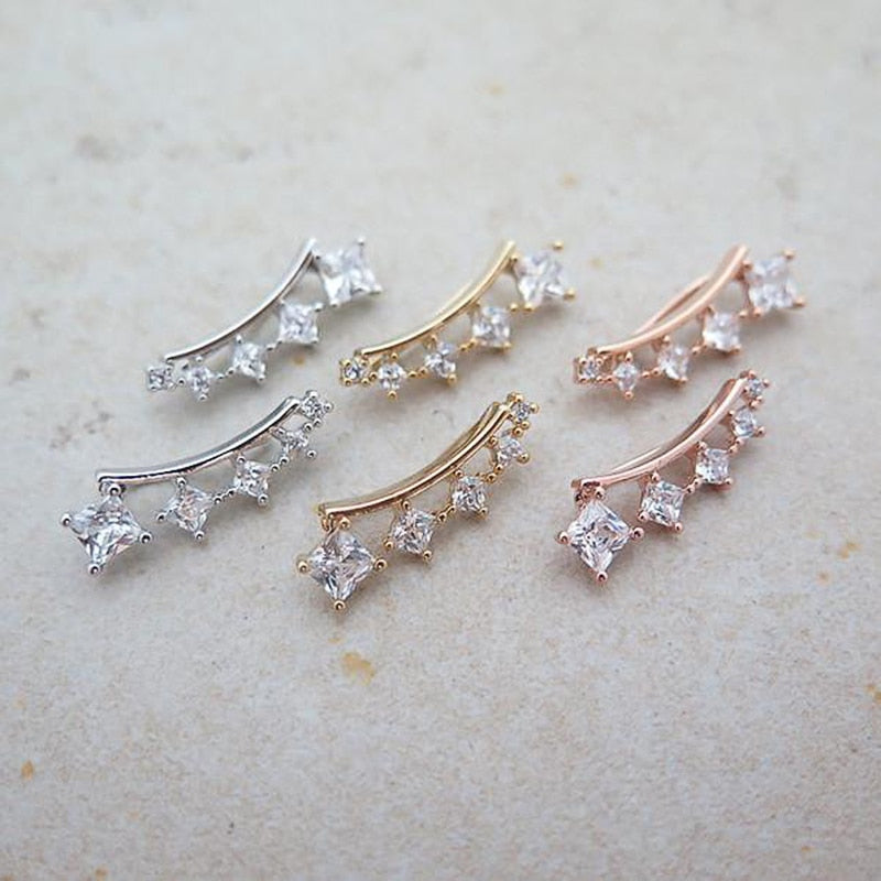 Fashion Jewelry Princess Cut Drop Earrings for Women with Zircon in Silver Color