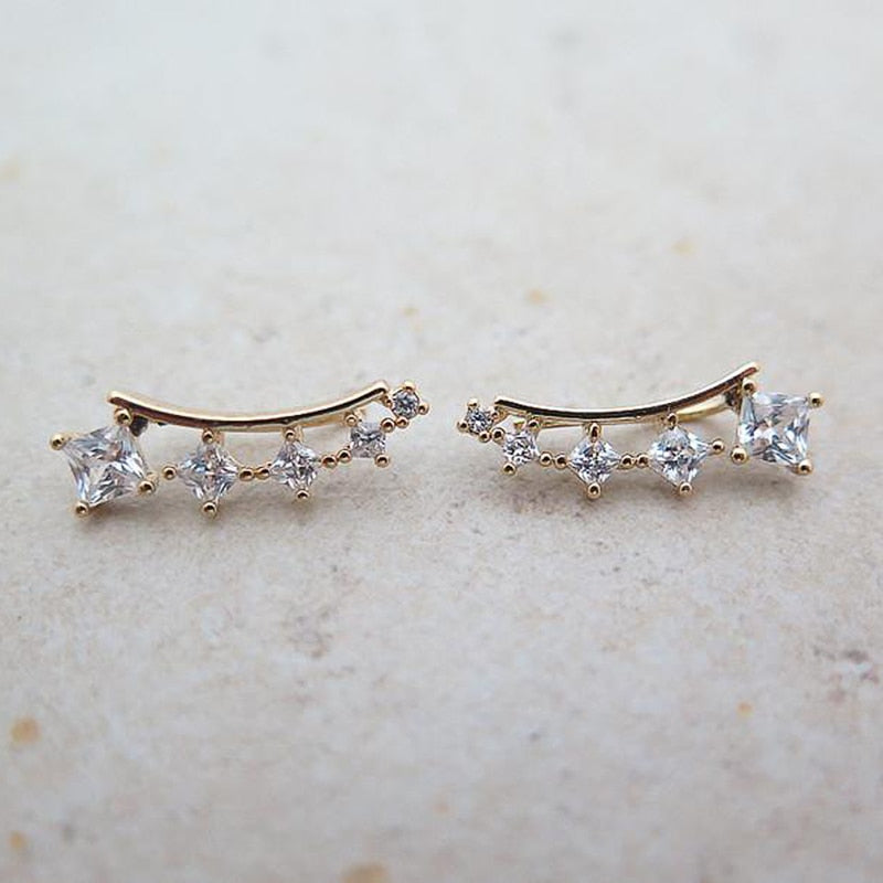 Fashion Jewelry Princess Cut Drop Earrings for Women with Zircon in Silver Color