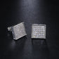 Hip Hop Jewelry Iced Out Micro Pave Square Stud Earrings with Cubic Zirconia