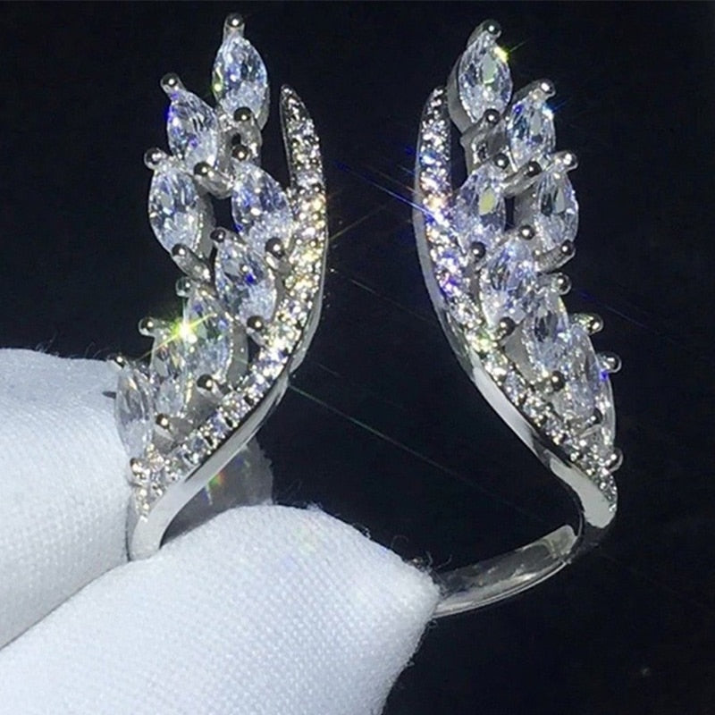Fashion Jewelry Creative Angel Wings Cubic Zircon Wedding Band Rings for Women