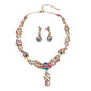 Wedding Jewelry Hollow Multicolor Flower Crystal Jewelry Set for Bridal Statement Accessories