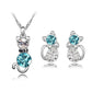 Fashion Jewelry Cute Silver Color Cat Crystal Jewelry Set for Women