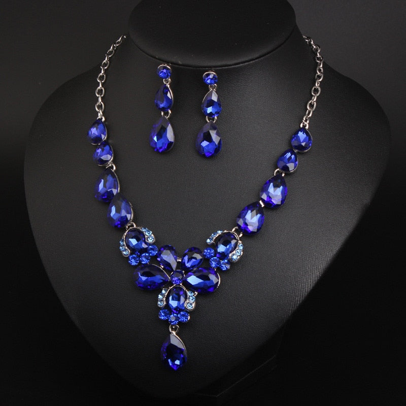 Wedding Jewelry Romantic Flower Crystal Jewelry Set for Bridal Statement Accessories
