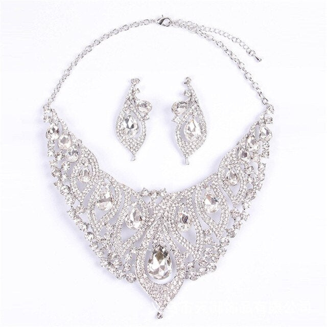 Wedding Jewelry Luxury Large Horse Eye Crystal Jewelry Set for Bridal Statement Accessories