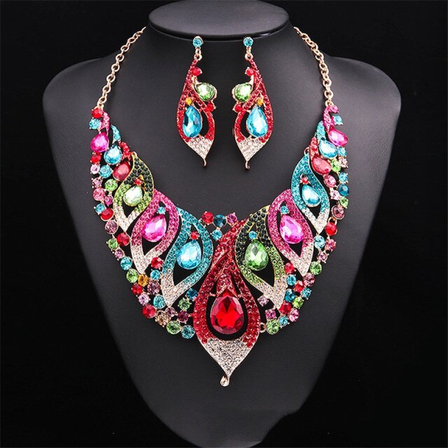 Wedding Jewelry Luxury Large Horse Eye Crystal Jewelry Set for Bridal Statement Accessories