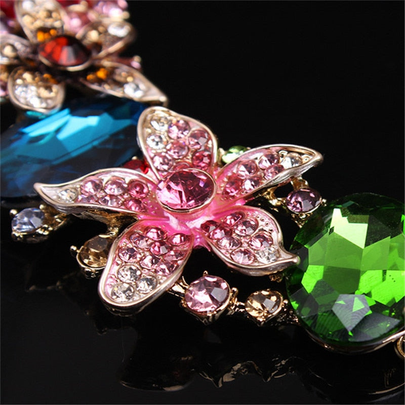 Wedding Jewelry Luxury Crystal Delicate Flower Jewelry Set for Bridal