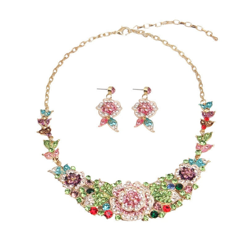 Wedding Jewelry Luxury Flower Leaf Jewelry Set for Bridal Statement Accessories