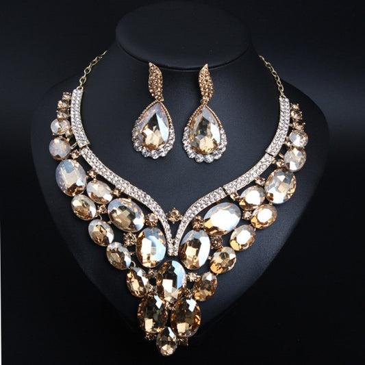Wedding Jewelry Big Sweet Love V Style Oval Crystal Jewelry Set for Bridal