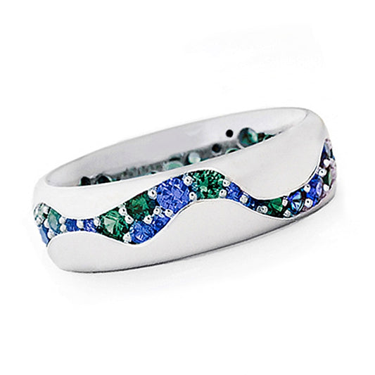 Trendy Jewelry Geometric Colorful Round Cut CZ Wedding Band Ring for Women