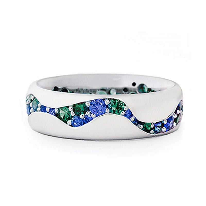 Trendy Jewelry Geometric Colorful Round Cut CZ Wedding Band Ring for Women