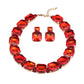 Bohemian Jewelry Geometric Red Square Radiant Cut Crystal Jewelry Set for Women