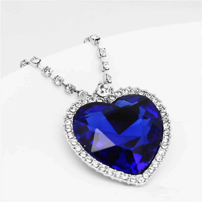 Fashion Jewelry Luxury Darkblue Heart Crystal Jewelry Set for Women