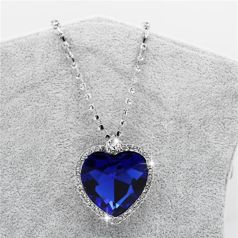 Fashion Jewelry Luxury Darkblue Heart Crystal Jewelry Set for Women