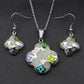 Stainless Steel Jewelry Flower Style Colorful Resin Jewelry Set for Women in Silver Color