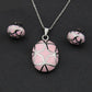 Stainless Steel Jewelry Oval Stars Style Pink Resin Jewelry Set for Women in Silver Color