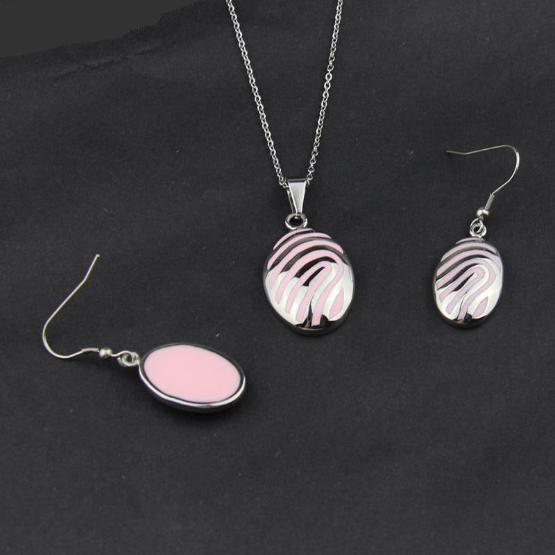 Stainless Steel Jewelry Oval Polish Resin Jewelry Set for Women in Gold Color