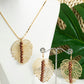 Fashion Jewelry Hollow Leaf Crystal Jewelry Set for Women in Gold Color