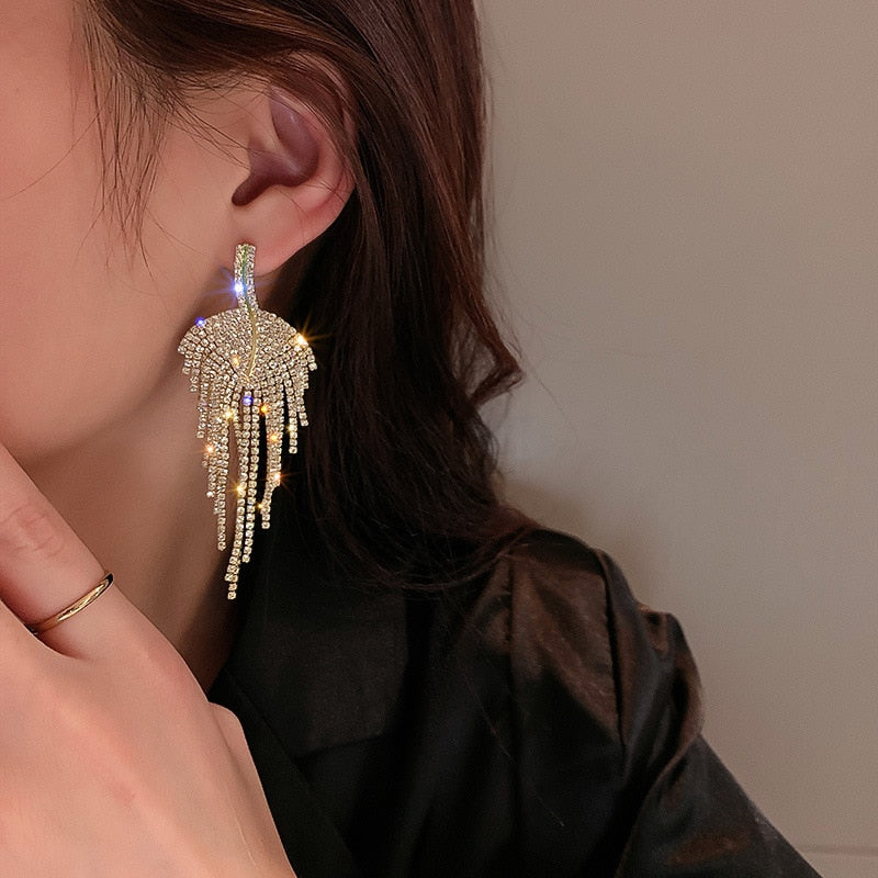 Stainless Steel Jewelry Tassel Dangle Earrings For Women in Gold Color and Silver Color