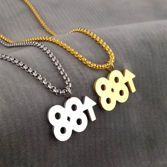 Hip Hop Jewelry Number 88 Rising Pendant Necklaces for Women in Gold Color