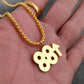 Hip Hop Jewelry Number 88 Rising Pendant Necklaces for Women in Gold Color