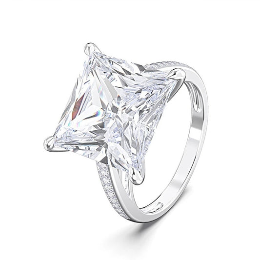 Minimalist Jewelry Classic Shiny Princess Cut Cubic Zircon Solitaire Ring