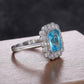 Victorian Jewelry Romantic SkyBlue Radiant Cut Cubic Zircon Cocktail Ring