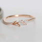 Romantic Jewelry Cute Rose Gold Leaf Cubic Zircon Wedding Band Ring for Women