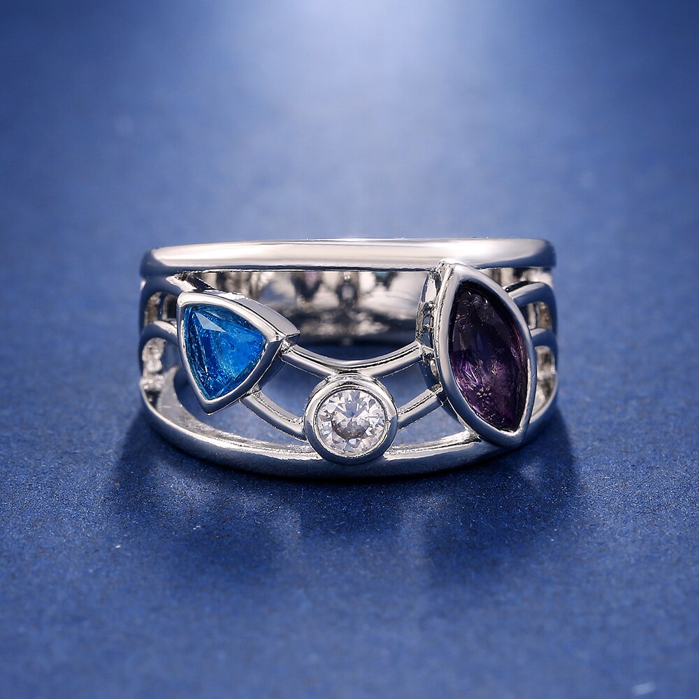 Statement Jewelry Hollow Multi-Color Unique Design Cubic Zircon Fashion Ring