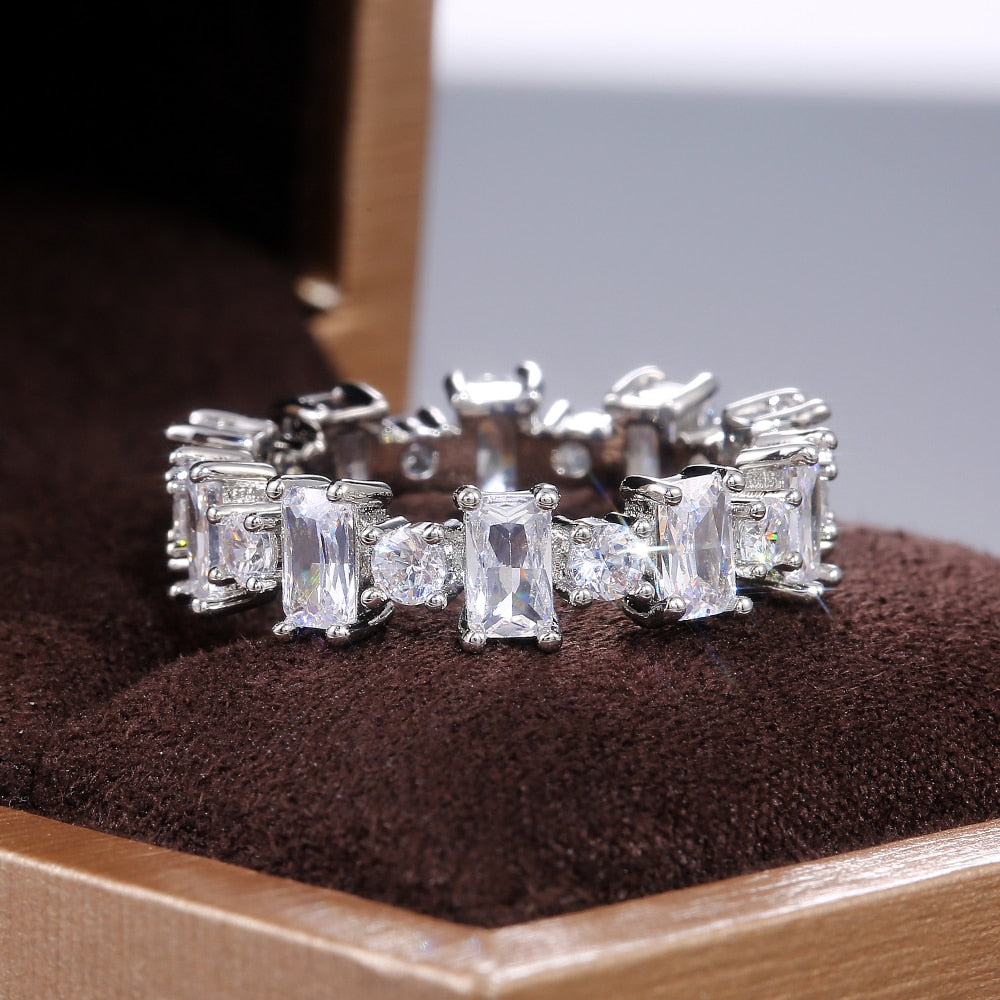 Statement Jewelry Elegant Brilliant Full Micro Paved CZ Eternity Ring