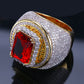 Anniversary Jewelry Micro Pave Red Radiant Cut Cubic Zircon Wedding Band Rings