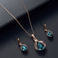 Vintage Jewelry Micro Pave Green Water Drop Crystal Jewelry Set for Women