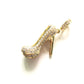 Micro Pave Fashion Shoe Pendant Necklace with Rhinestone in Gold Color