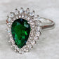 Vintage Jewelry Luxury Crystal Ring For Women with Green Stone in Gold Color