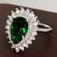 Vintage Jewelry Luxury Crystal Ring For Women with Green Stone in Gold Color