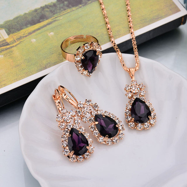 Fashion Jewelry Unique Irregular Crystal Jewelry Set for Women as Gift Costume Accessories