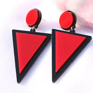 Fashion Jewelry Stylish Candy Color Triangle Simulated Pearl Drop Earrings for Women