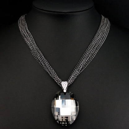 Statement Jewelry Big Glass Crystal Pendant Necklace for Women as Sweater Accessories