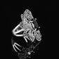 Turkey Jewelry Flower Rings For Women with Black Crystal in Silver Color