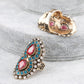 Vintage Jewelry Bohemia Pink Rings For Women with Mosaic Blue Crystal