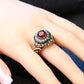 Vintage Jewelry Antique Flower Ring with Red Crystal in Rose Gold Color