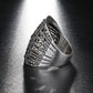 Vintage Jewelry Black Crystal Rings For Women with Zircon in Silver Color