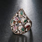 Vintage Jewelry Unique Party Antique Rings For Women with Color Crystal in Gold Color
