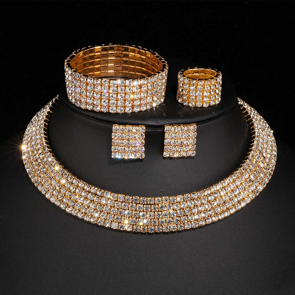 Wedding Jewelry Romantic Crystal Jewelry Set for Bride with Rhinestones