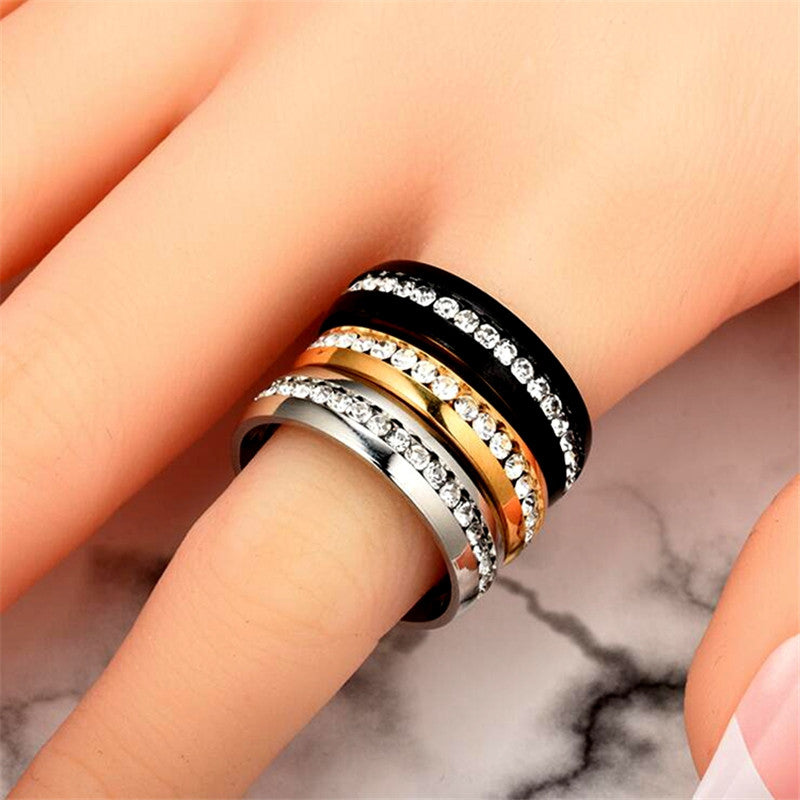 Trendy Jewelry Crystal Rings for Women with Crystal in Gold Color